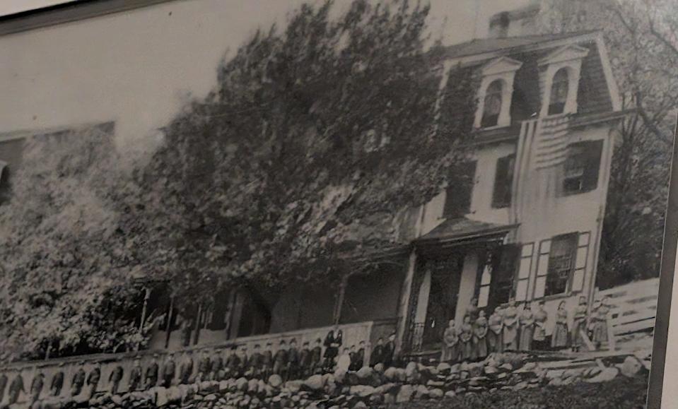 The National National Soldiers’ Orphanage Homestead seen from the front as it appeared in July 1874 on a picture hanging in the church that is part of the the tour.