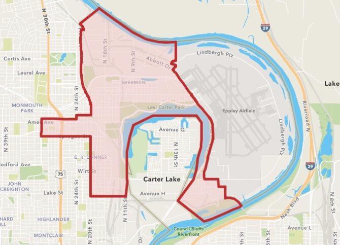 A new innovation district is to be developed at a yet-undisclosed spot within the larger boundaries of the Omaha Inland Port Authority. The port authority boundaries are shown on this map. Planning for the innovation part of the district is in early stages. (Courtesy of City of Omaha)