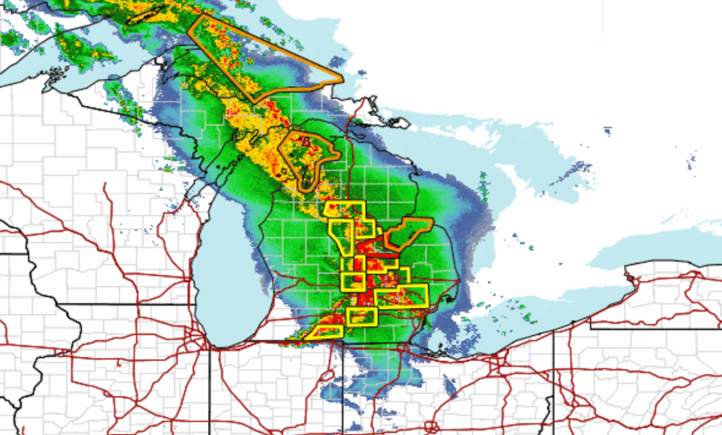 See current conditions as severe thunderstorms sweep across state