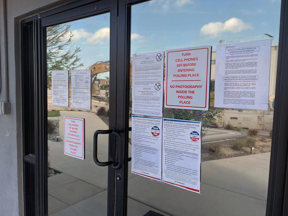Signage posted outside the SpaceX “Hub.” (Marissa Parra / NBC News)