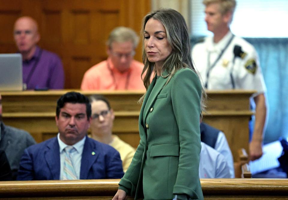 Karen Read, who is accused of killing her boyfriend Boston police Officer John O'Keefe, in 2022, during her murder trial at Norfolk Superior Court, Tuesday, May 27, 2025, in Dedham, Mass. (Matt Stone/The Boston Herald via AP, Pool)