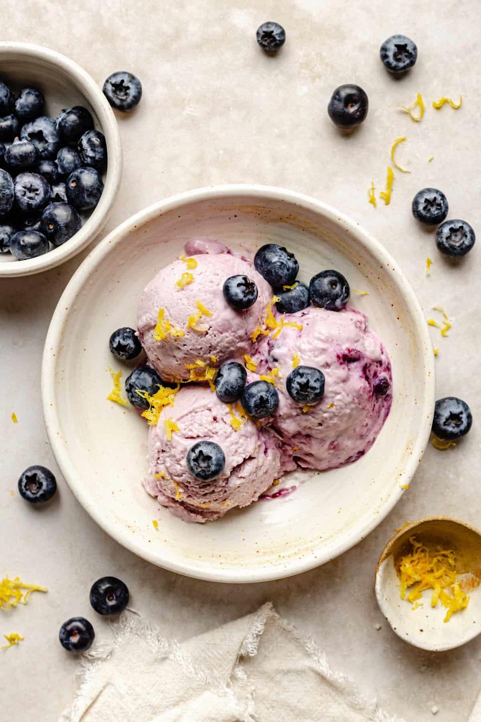 Lemon Blueberry Cottage Cheese Ice Cream