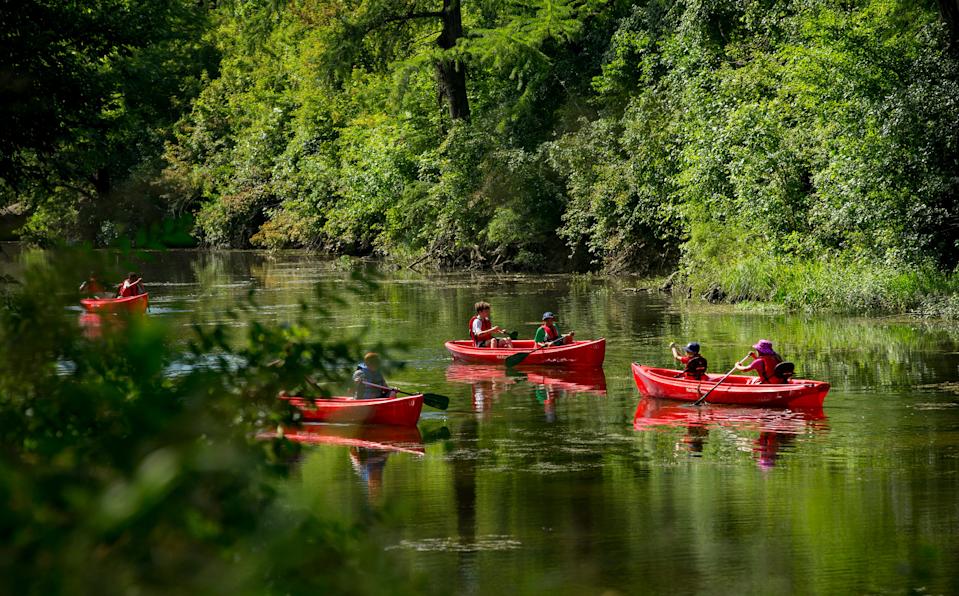 Parts of 60-mile-long Onion Creek, including this stretch along a YMCA camp, are navigable.