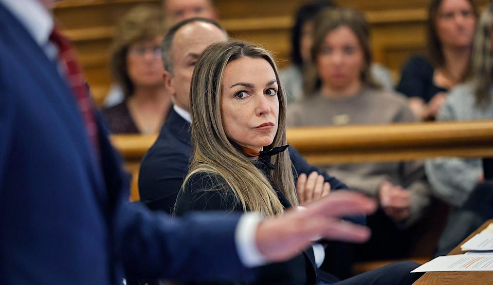 Karen Read watches attorney Robert Alessi make a point during her trial at Norfolk Superior Court at Dedham, Mass., on Tuesday, Feb. 25, 2025. (Greg Derr/The Patriot Ledger via AP, Pool)