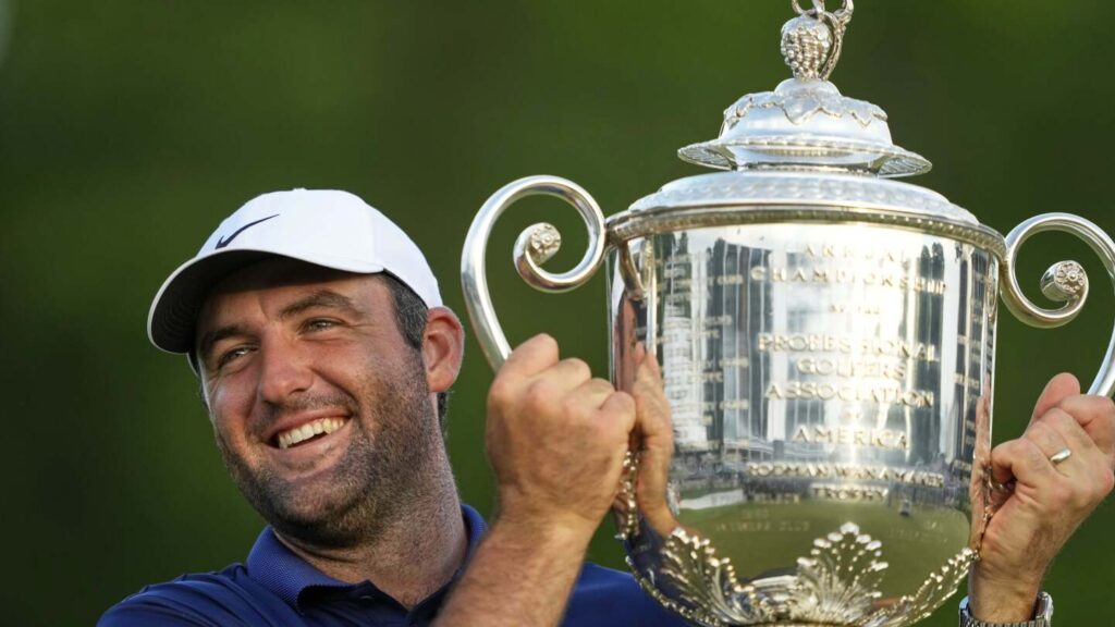 AP PHOTOS: Scheffler pulls away to win PGA Championship for third major title
