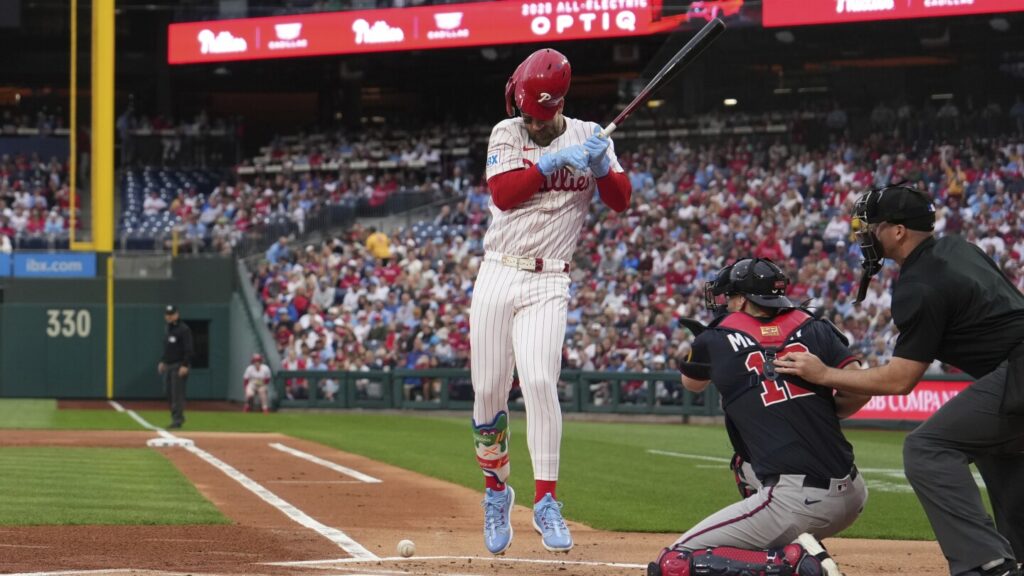 Phillies slugger Bryce Harper remains day-to-day with bruised right elbow