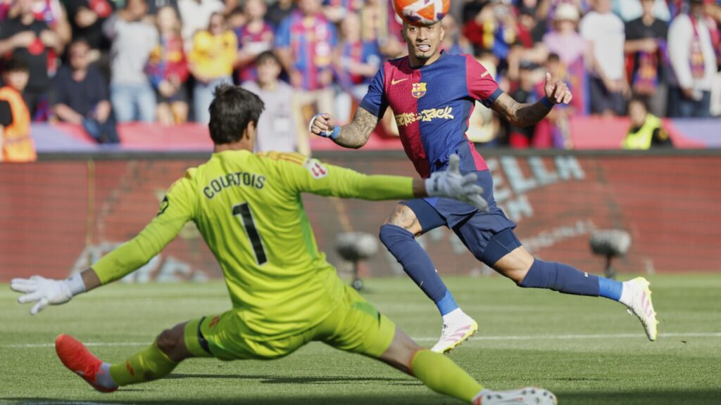 Raphinha’s breakthrough season key for Barcelona as it nears Spanish league title