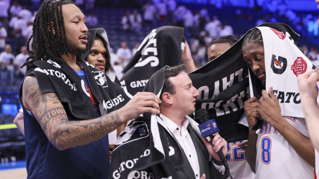 He can handle anything the Oklahoma City Thunder throw at him. He’s sideline reporter Nick Gallo