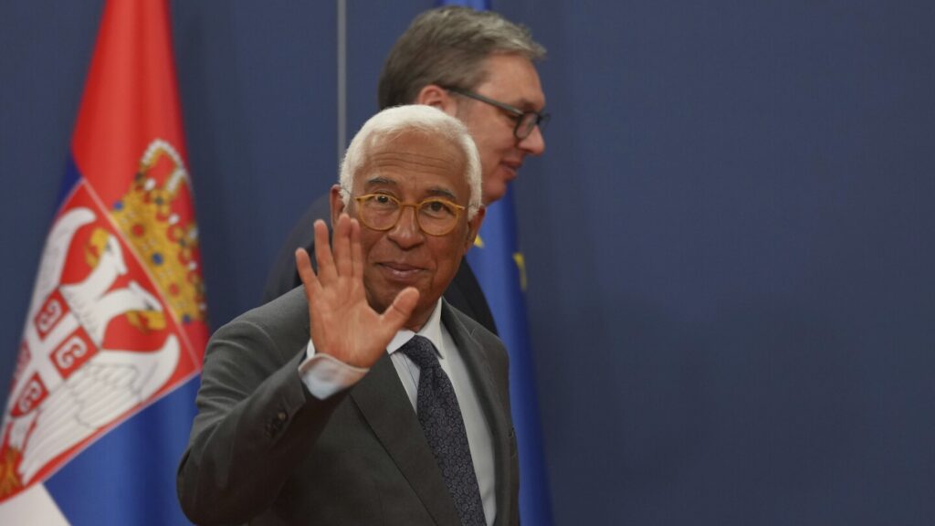 European Council president says Serbia’s leader has vowed to stay on the EU path despite Russia trip