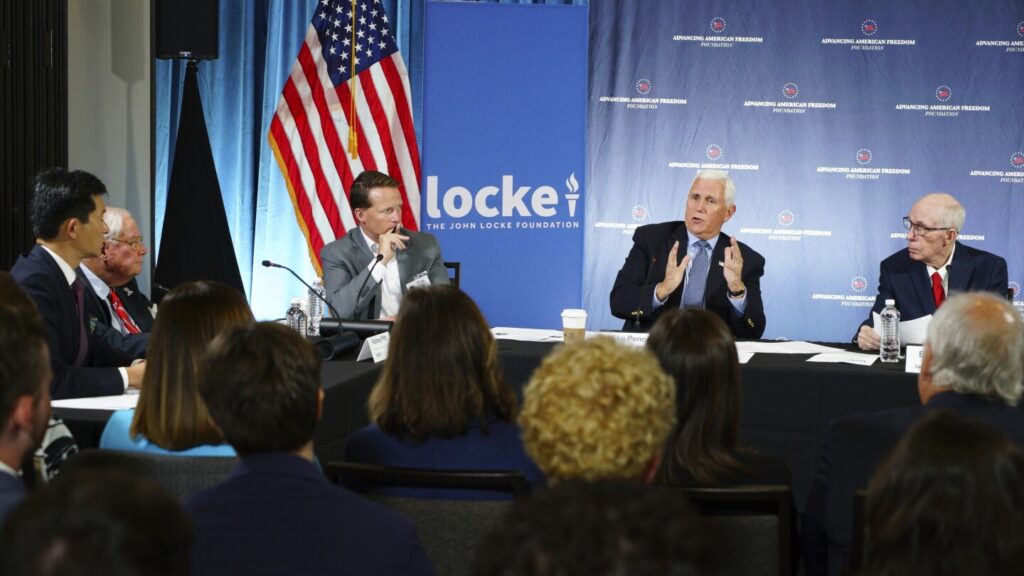 Pence speaks in North Carolina against broad Trump tariffs and praises House on tax bill
