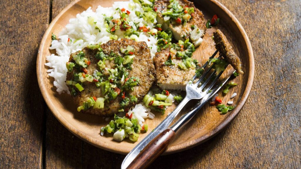 This salt-and-pepper pork chop recipe uses a crunchy coating, no deep fry