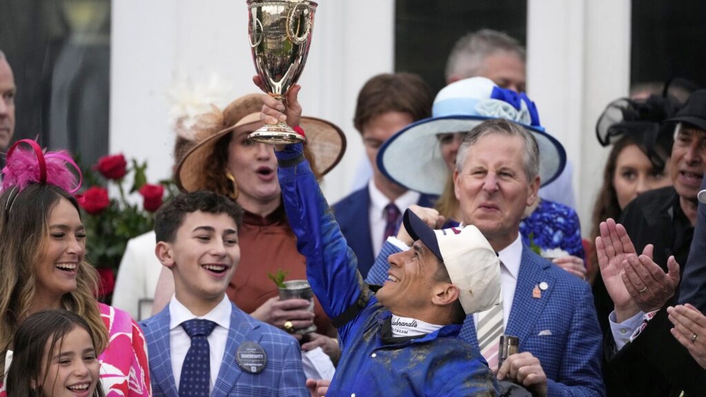 Weeks after fall, jockey Junior Alvarado rebounds to win muddy Kentucky Derby aboard Sovereignty