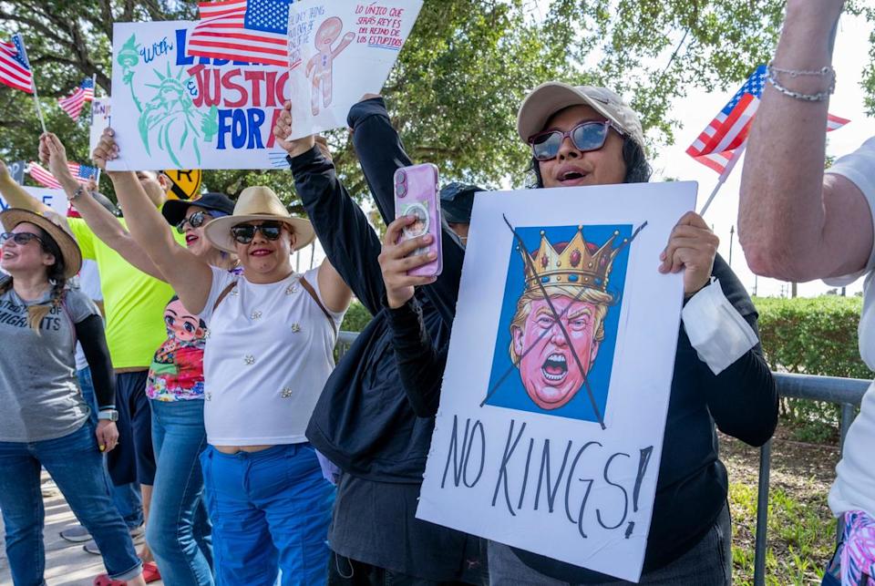 Mcallen, TX - June 14 2025: No Kings Protest against the policies of US President Donald Trump in Mcallen, TX (Photograph by Benjamin Lowy)