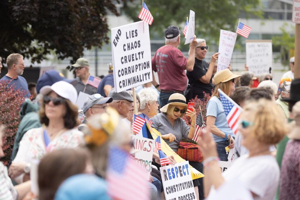South Bend No Kings rally gets underway with 2,000 people in attendance