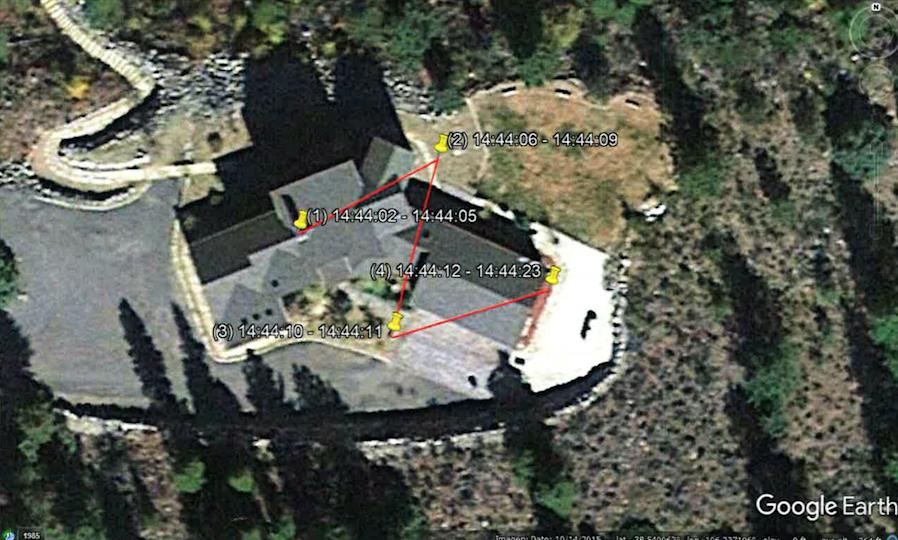 Cell phone records appear to show Barry Morphew's phone pinging all around the house on May 9. When asked about this unusual phone activity, Barry told investigators he was running around the property shooting chipmunks, which Barry says were a constant nuisance. / Credit: Chaffee County District Court