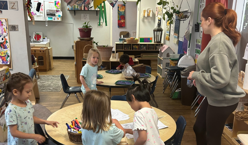 Children playing in the preschool classroom at Christina Kent Early Childhood Center in Albuquerque, New Mexico. (Rebecca Gale)