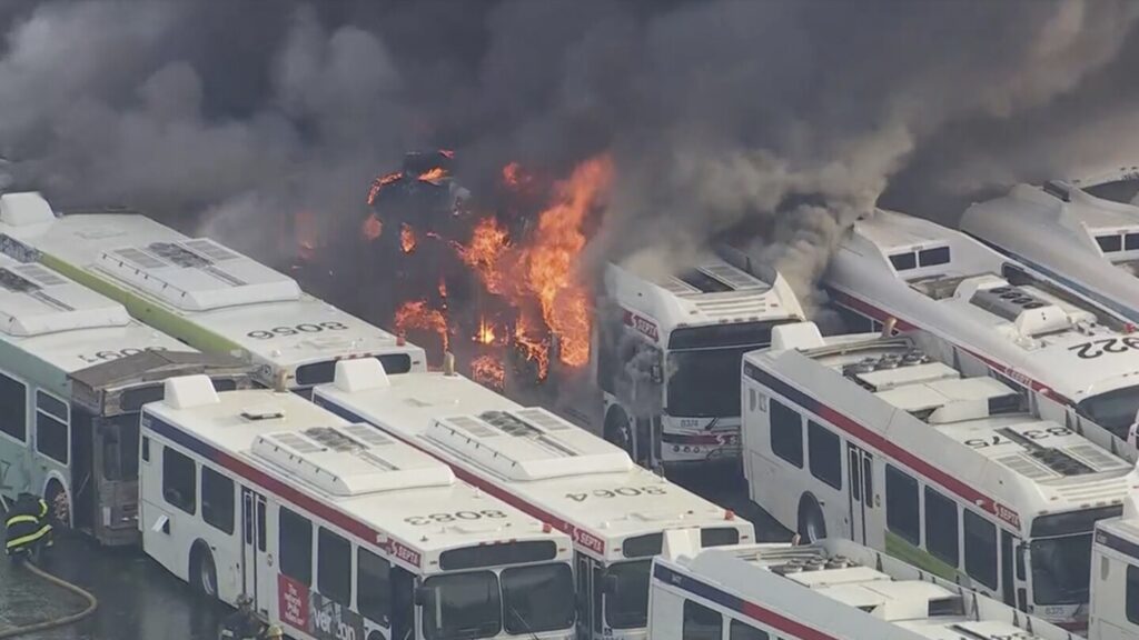 No injuries when fire erupts at Philadelphia transit lot filled with decommissioned buses