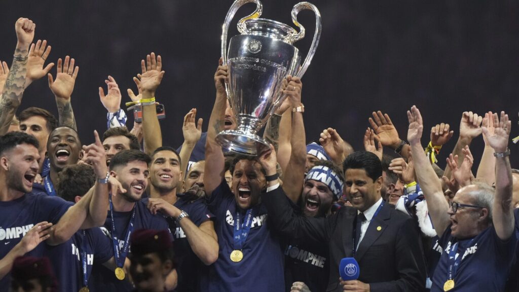 PSG fans raise the roof as triumphant players hold aloft Champions League trophy