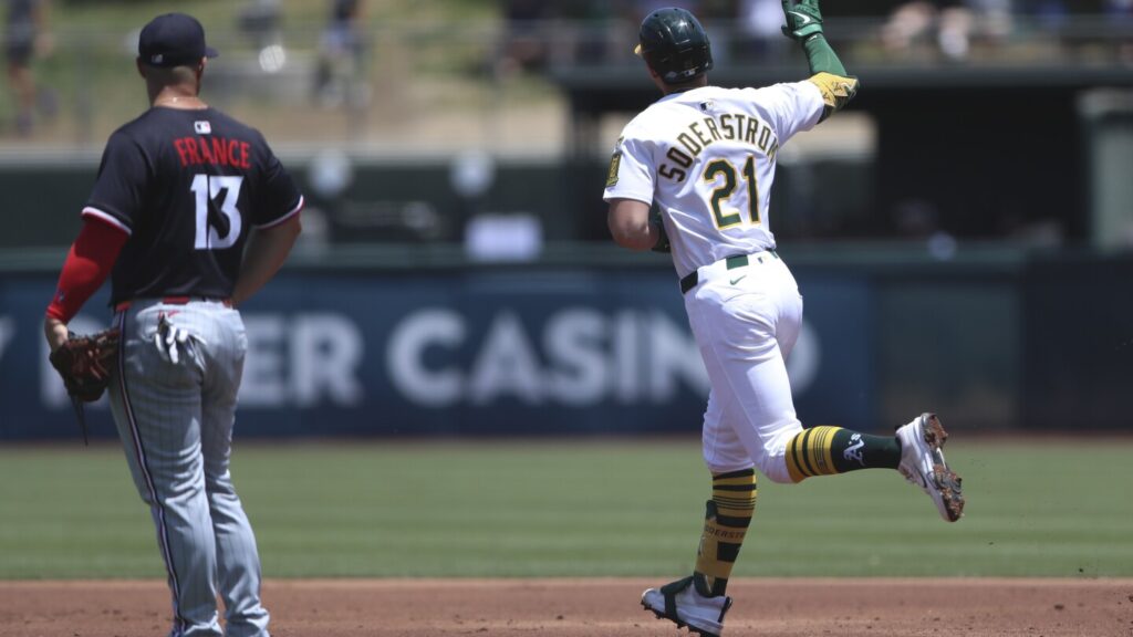 Soderstrom hits grand slam, 2-run HR to help Athletics beat Twins 14-3 and snap 9-game skid