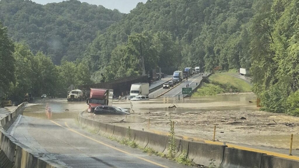 Rock slides and flooding close damaged section of I-40 in Smoky Mountains